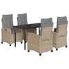 vidaXL 5-delige Tuinset met kussens poly rattan gemengd beige