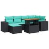 vidaXL 7-delige Loungeset met kussens poly rattan zwart