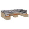 vidaXL Tuin Sofa Set met kussen 11 pcs beige en lichtgrijs Poly riet