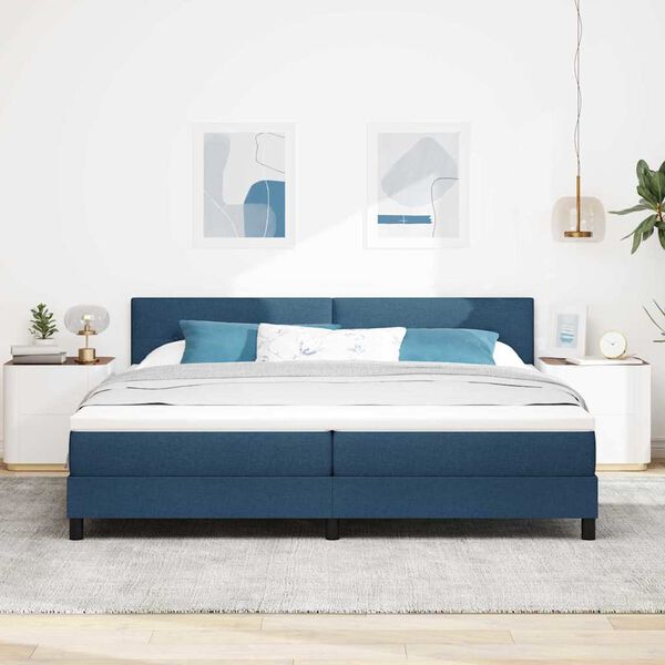 vidaXL Boxspring bed met matras met hoofdeinde Blauw 200 x 200 cm Stof
