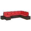 vidaXL Tuin Sofa Set 8 st Bruin en Rood poly rattan