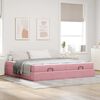 vidaXL Bedframe met matras met matras 2 pcs Roze Fluweel