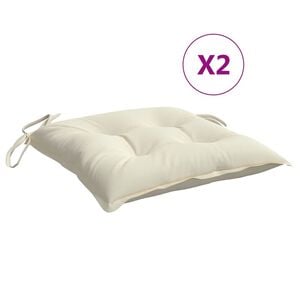 vidaXL Stoelkussens 2 st 40x40x7 cm stof cr&egrave;mewit