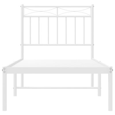 vidaXL Bedframe met hoofdbord metaal wit 75 x 190 cm