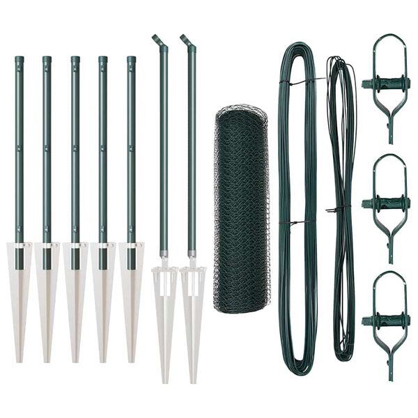 vidaXL Hecke met palen Groen 0,5 x 10 m PVC-gecoat staal