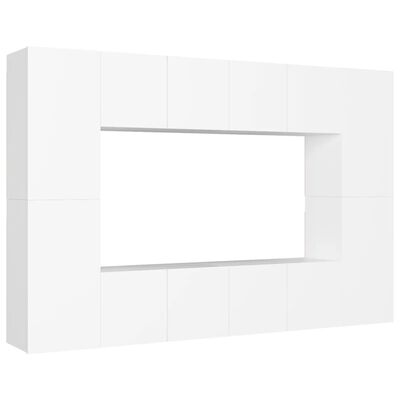 vidaXL 8-delige Tv-meubelset bewerkt hout wit