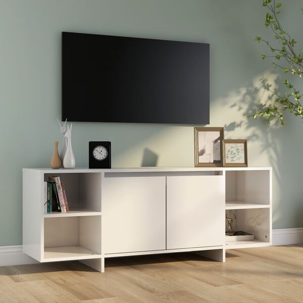 vidaXL Tv-meubel 130x35x50 cm bewerkt hout hoogglans wit