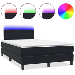 vidaXL Boxspring met matras en LED fluweel zwart 120x210 cm