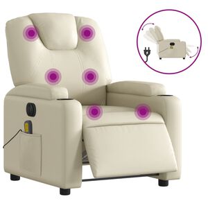vidaXL Massagestoel verstelbaar elektrisch kunstleer cr&egrave;mekleurig