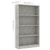 vidaXL Boekenkast met 4 schappen 80x24x142 cm bewerkt hout betongrijs