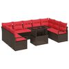 vidaXL Tuin Sofa Set met opslag 10 pcs Bruin en Rood Poly riet