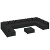 vidaXL 11-delige Loungeset met kussens poly rattan zwart