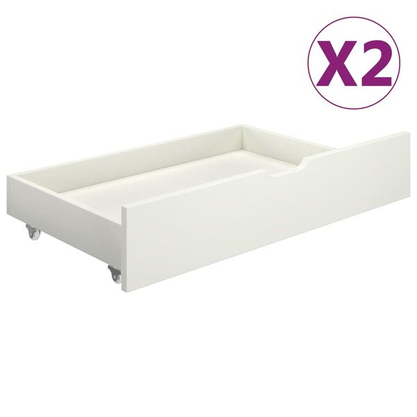 vidaXL Bedframe met 2 lades massief grenenhout wit 100x200 cm