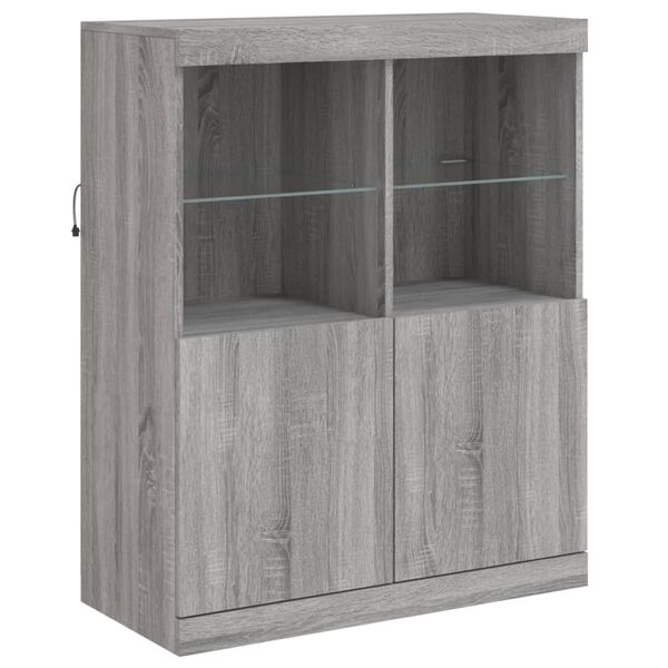 vidaXL Dressoir met LED-verlichting 81x37x100 cm grijs sonoma eiken