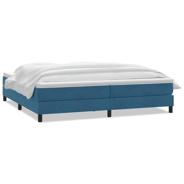 vidaXL Boxspring met matras fluweel donkerblauw 180x220 cm