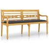 vidaXL Bankje Batavia met antracietkleurig kussen 150 cm teakhout