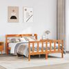 vidaXL Bedframe met hoofdbord massief grenenhout wasbruin 135x190 cm
