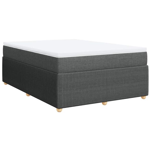 vidaXL Boxspring met matras stof donkergrijs 140x190 cm
