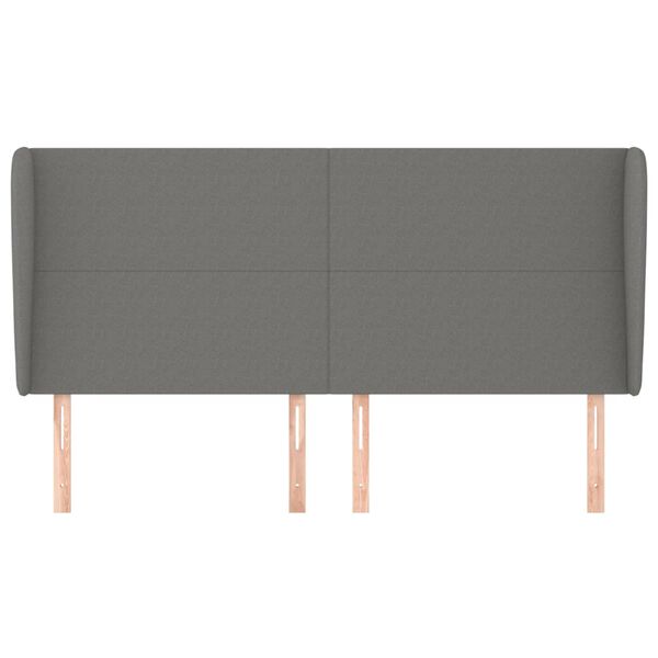 vidaXL Hoofdbord met randen 203x23x118/128 cm stof donkergrijs