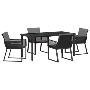 vidaXL Tuin eettafelset 5 pcs Zwart Gepoedercoat staal