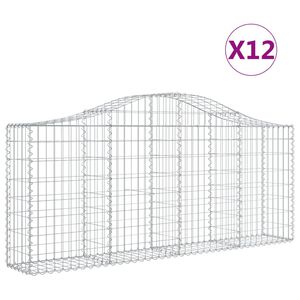 vidaXL Schanskorven 12 st gewelfd 200x30x80/100 cm ijzer