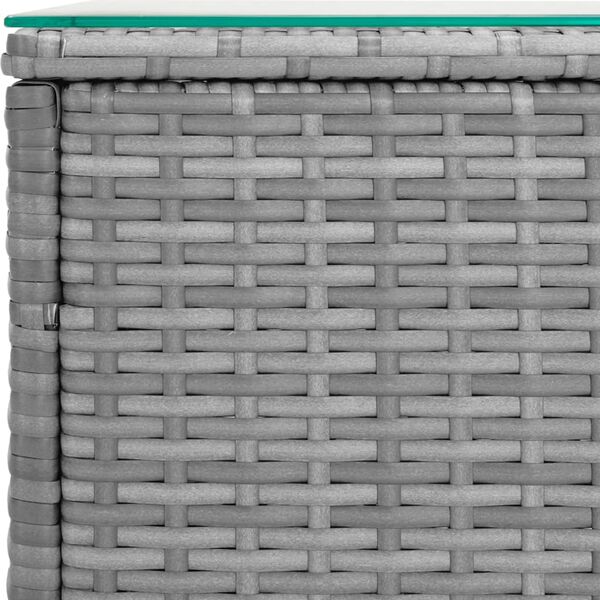 vidaXL Bijzettafel 40x37x40,5 cm poly rattan en gehard glas grijs
