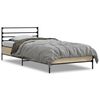 vidaXL Bedframe bewerkt hout en metaal sonoma eikenkleurig 90x200 cm