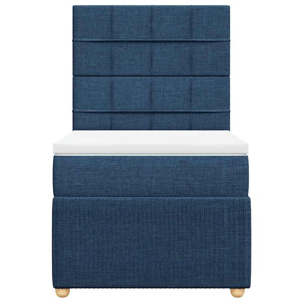 vidaXL Boxspring met matras stof blauw 90x200 cm