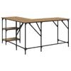 vidaXL Bureau Artisan Eiken 139 x 139 x 75 cm Bewerkt hout