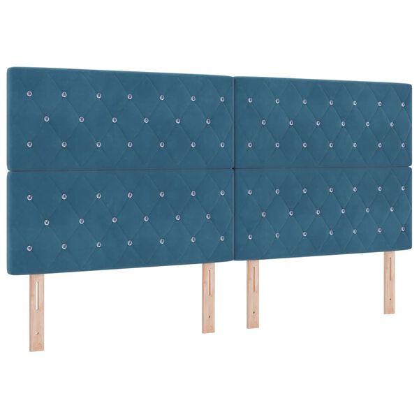 vidaXL LED Hoofdbord met LED-striplichten Donkerblauw 200 cm Polyester