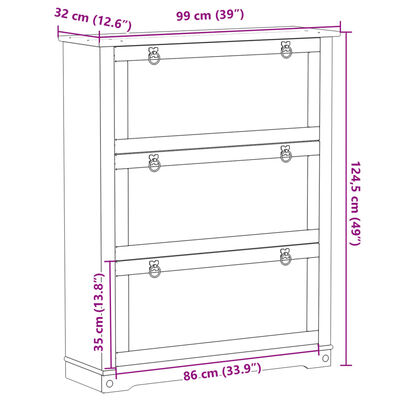 vidaXL Schoenenkast Corona 99x32x124,5 cm massief grenenhout