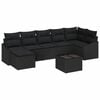 vidaXL Bankstel met kussen 8 pcs Zwart poly rattan