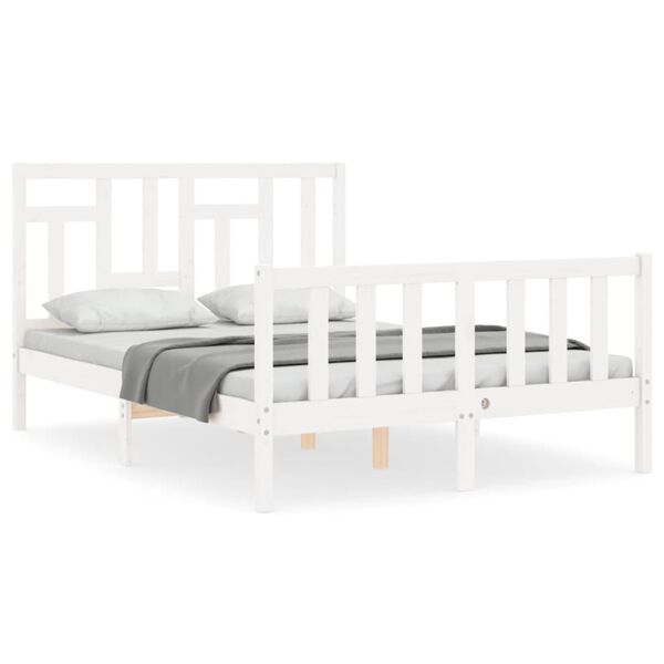 vidaXL Bedframe zonder matras massief grenenhout wit 140x200 cm