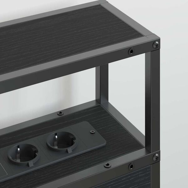 vidaXL Opberghoofdbord met plank Zwart eiken 140 cm Bewerkt hout