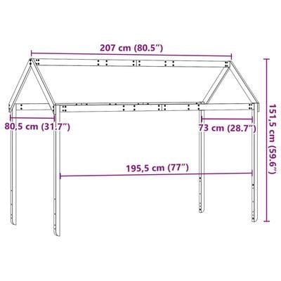 vidaXL Kinderbedhuisje 207x80,5x151,5 cm massief grenenhout wasbruin