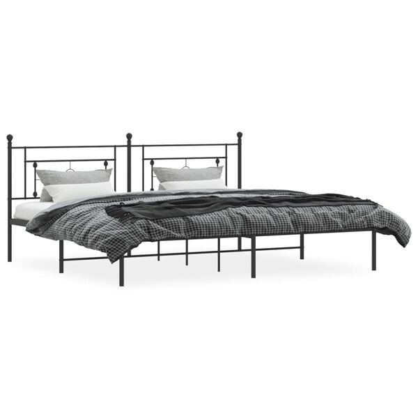 vidaXL Bedframe met hoofdbord metaal zwart 200x200 cm