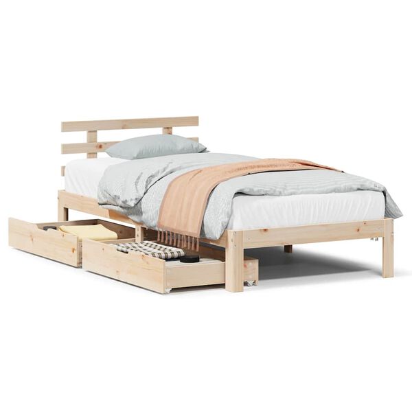 vidaXL Bedframe met lades massief grenenhout 90x190 cm