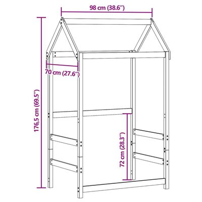 vidaXL Kinderbedhuisje 98x70x176,5 cm massief grenenhout