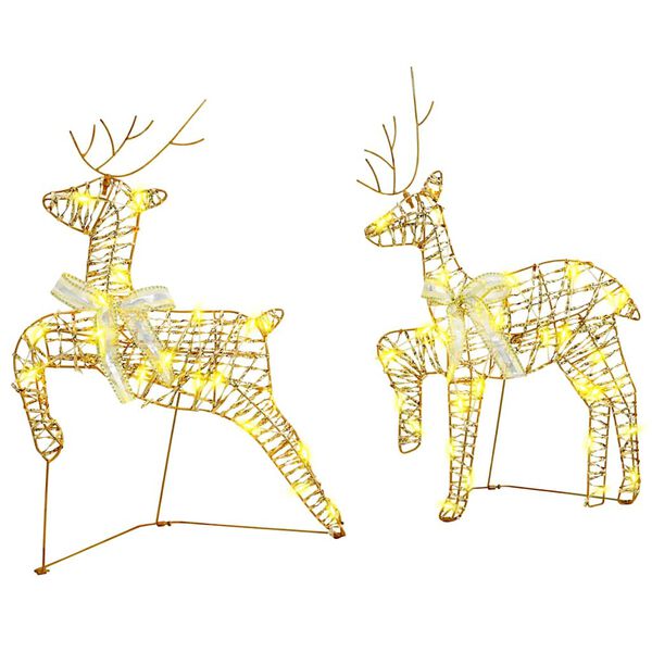 vidaXL LED Rendieren met 40 LED 7 pcs Goud PET