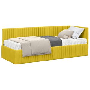 vidaXL Hoekbedframe met Matras met hoofdeinde 2 st Geel Fluweel