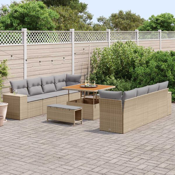 vidaXL Tuin Sofa Set met kussen 11 pcs Beige poly rattan