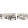 vidaXL 6-delige Loungeset met kussens poly rattan antracietkleurig