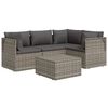 vidaXL 5-delige Loungeset met kussens poly rattan grijs