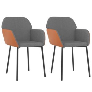 vidaXL Eetkamerstoelen 2 st stof en kunstleer lichtgrijs