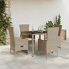vidaXL 5-delige Tuinset met kussens poly rattan beige