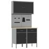 vidaXL Werk kast met lade met slot 5 st Zwart Engineered hout en staal