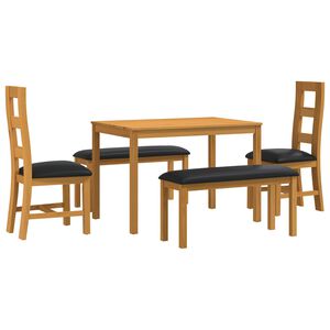 vidaXL Eetkamerset 5 st Zwart Massief Eikenhout