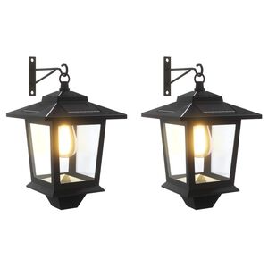 vidaXL Wandlamp with LED Bulb 2 st Zwart 19 x 14 x 25 cm RVS en ABS