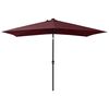 vidaXL Parasol met LED's en stalen paal 2x3 m bordeauxrood