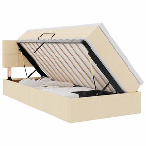 vidaXL Opbergbed met matras met hoofdeinde Cr&egrave;me 90 x 190 cm fluweel